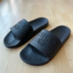 Men’s Black Gucci Slides / Sandals US Size 10